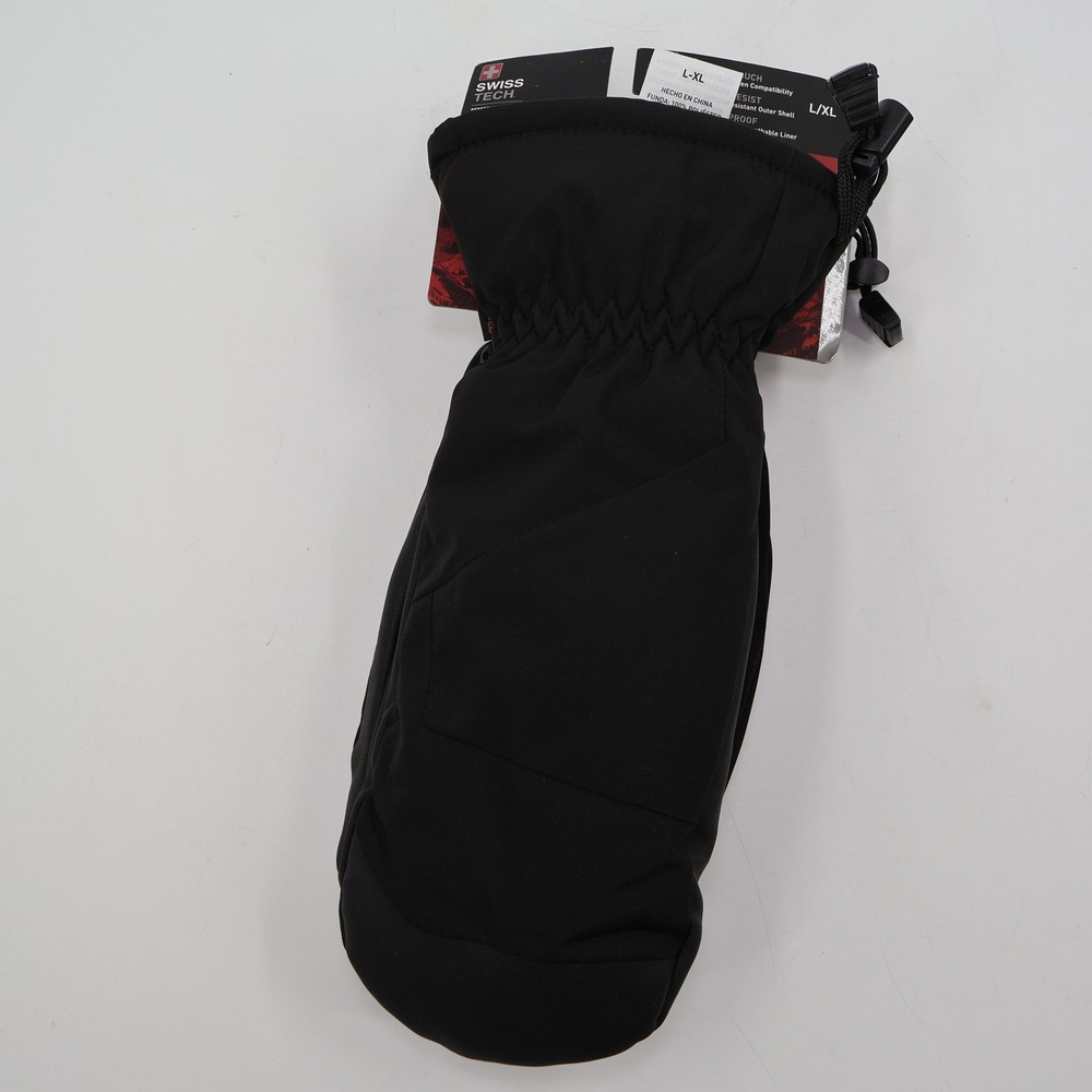 Swiss Tech Ski Mittens Unisex L/XL Black Touchscreen Water Resistant Performance